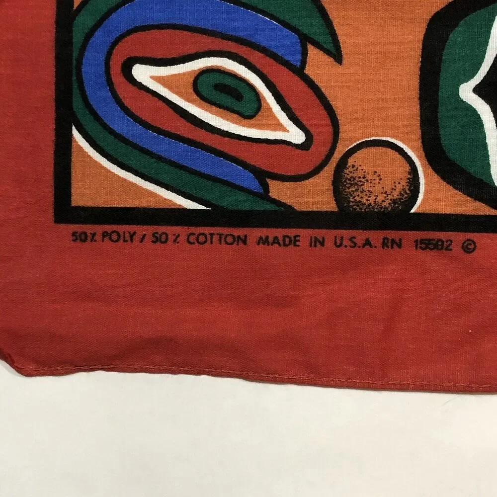 Red Bandana 90s Native American Wolf Coyote Hawk Western USA Vintage Retro PNW